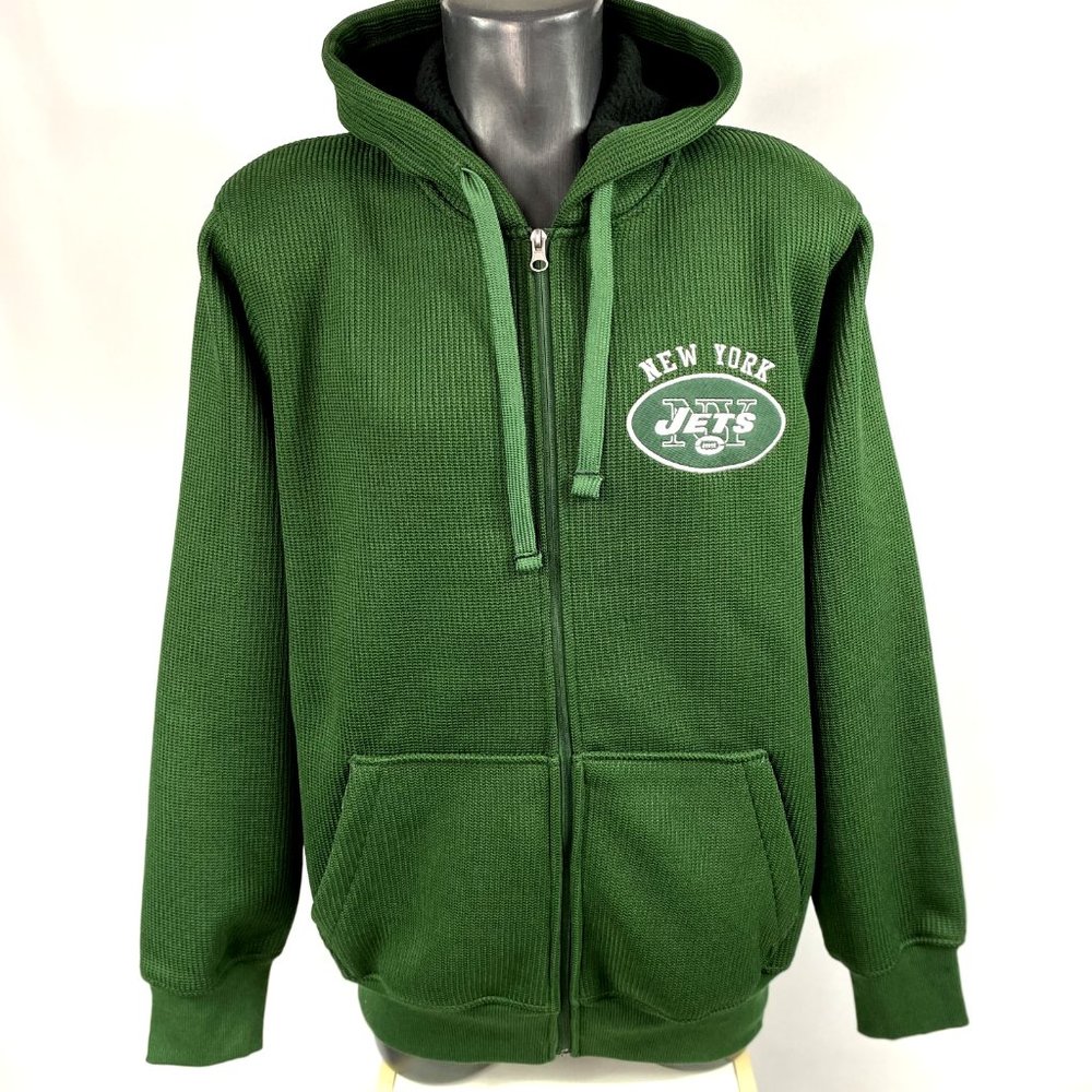 NEW YORK JETS NFL SHERPA LINED Full Zip Hoody LARGE,  2X